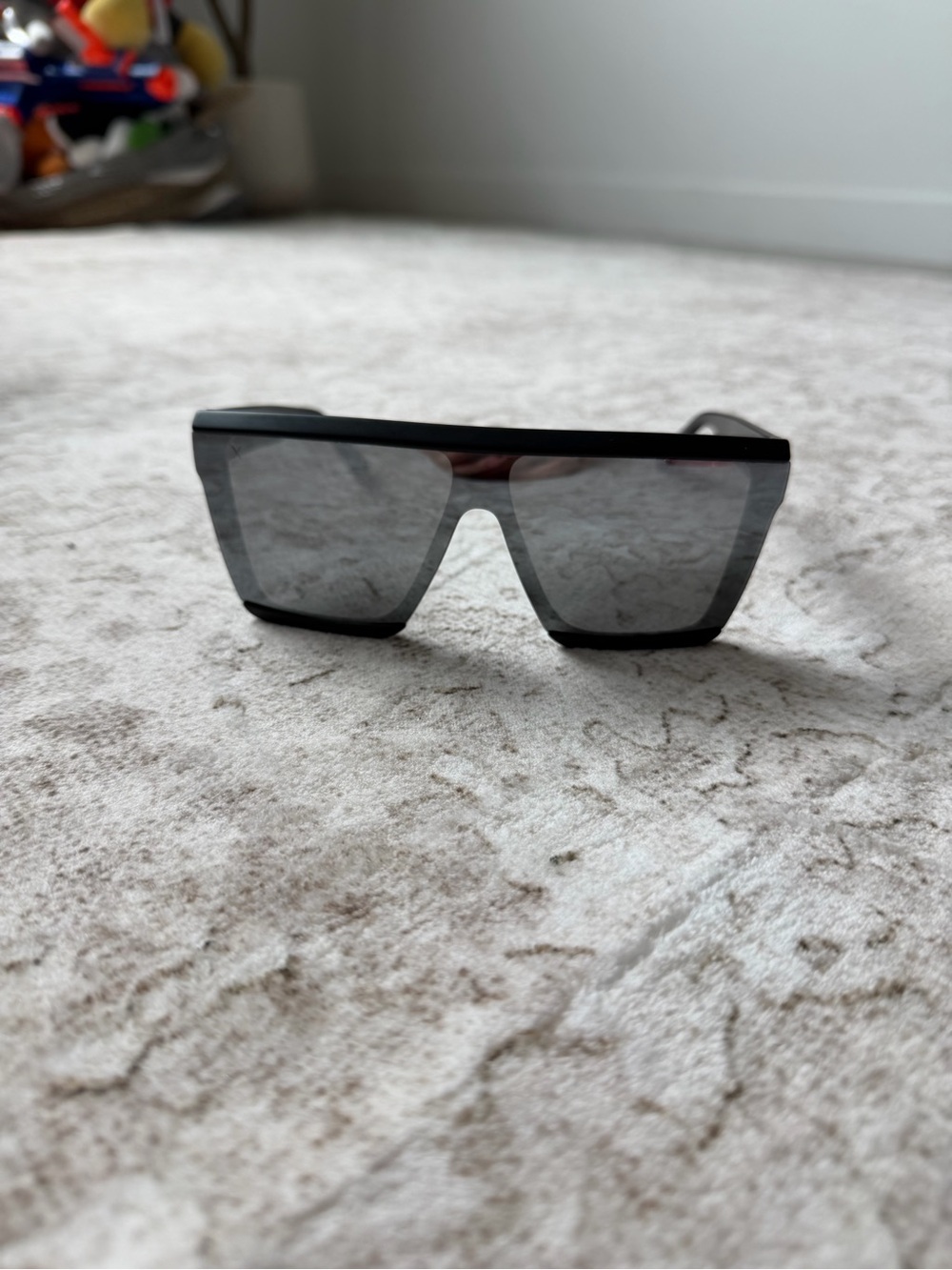 Women's Black Shield Sunglasses